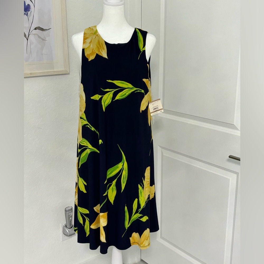 NWT Anne Klein Yellow Flower Dress size 12
